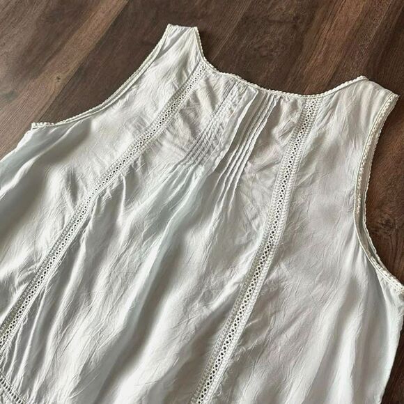 Johnny Was Lace Blouse Buttoning Sleeveless Baby Blue Boho Eyelet Tunic Top Lg - Picture 6 of 7